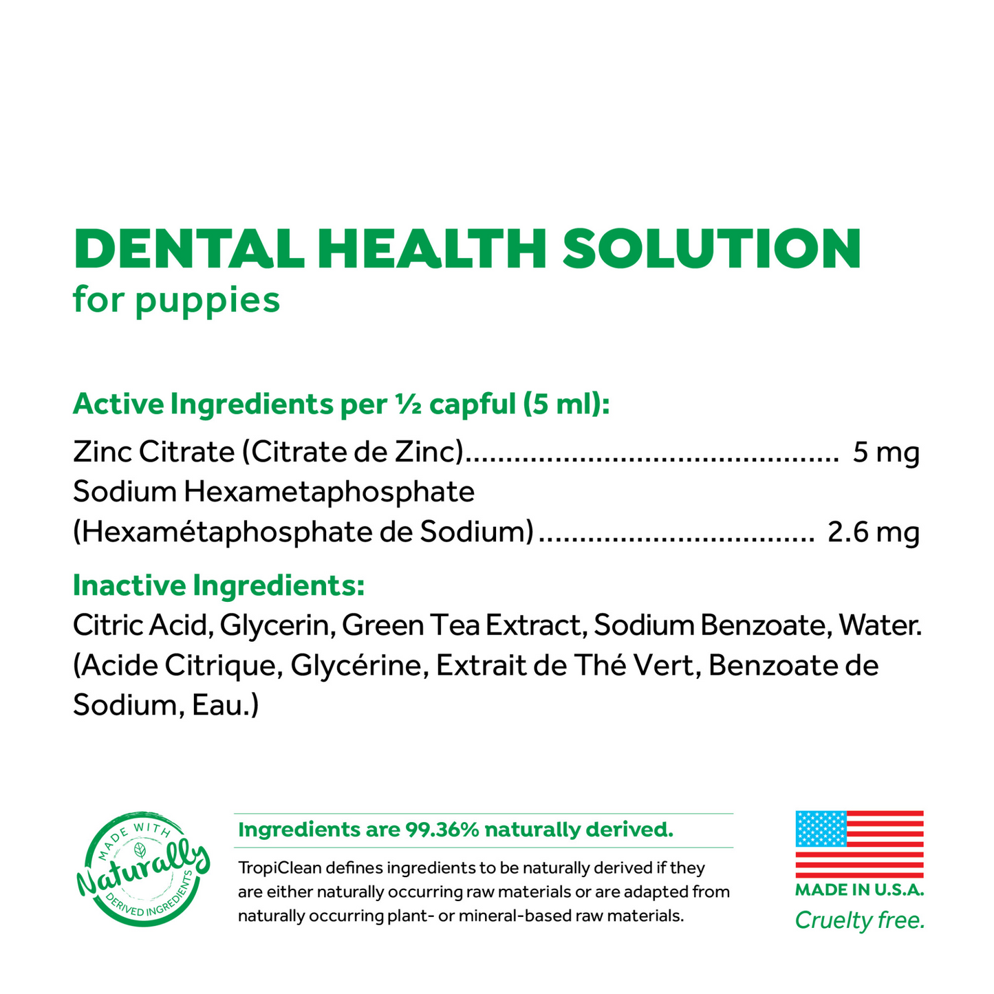 TropiClean - Solución de Salud Dental Para Control de Placa y Sarro Para Cachoros.