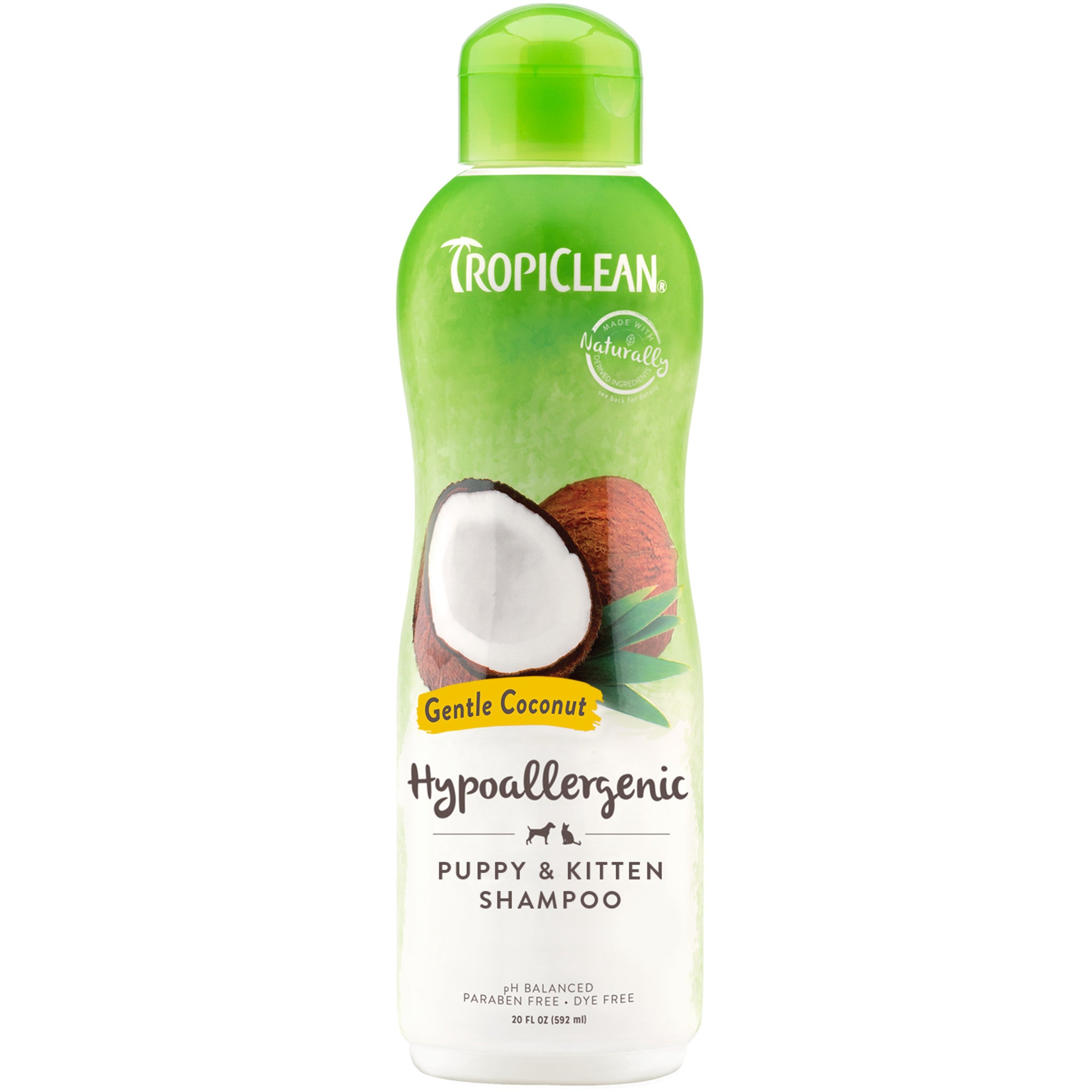 Tropiclean® Shampoo Hipoalergénico de Coco suave para Cachorros y Gatitos.