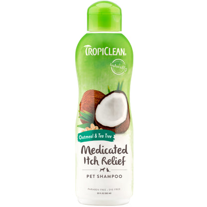 Tropiclean® Shampoo Medicado para el alivio del picazón, de Avena y hojas de Té para Perros y Gatos.