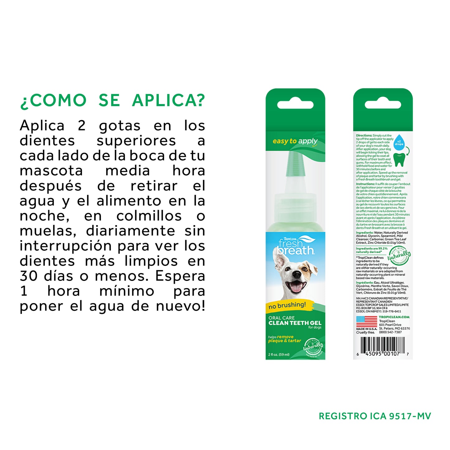 TropiClean - Gel Dental Para Control de Placa y Sarro Para Perros.